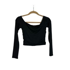 NWT Hollister Cropped Tee Black Size Small Double Lined Running Gym